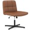 PU Leather Cross-Legged Office Chair with Oversized U-Shaped Seat for Home Office or Vanity
